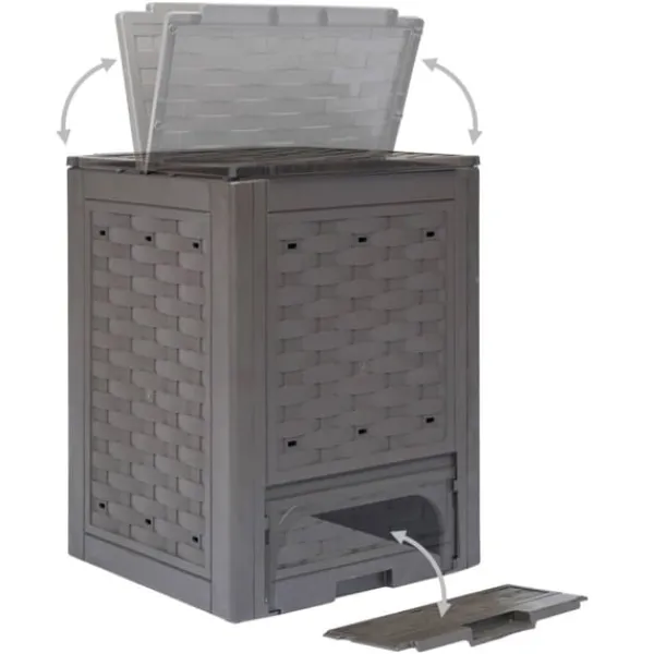 vidaXL Trädgårdskompost 2 st brun 60x60x83 cm 600 L plastrotting