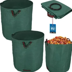 Trädgårdskorg för löv och gräs, rund, hopfällbar, stor, 635 l, set om 2
