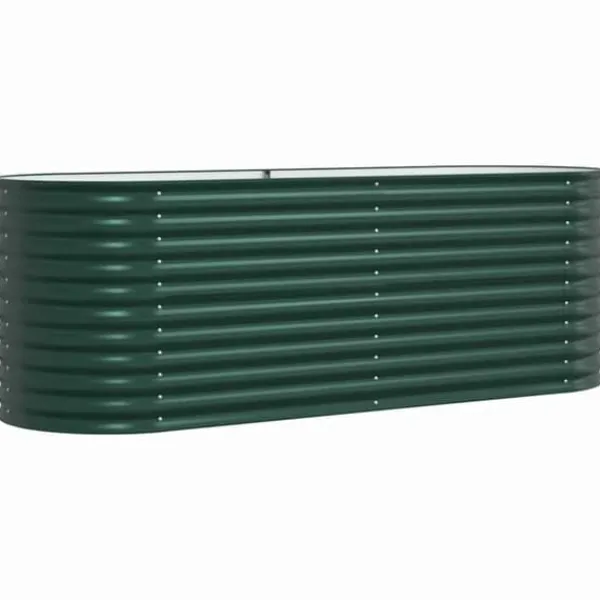 Trädgårdsodlingslåda i galvaniserat stål - Styrka & stil | Färg: Grön | Storlek: 240x80x81 cm Planteringsbänkar
