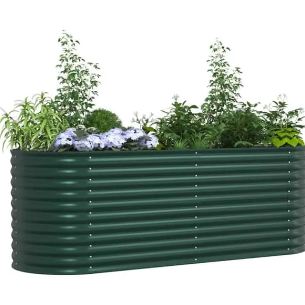 Trädgårdsodlingslåda i galvaniserat stål - Styrka & stil | Färg: Grön | Storlek: 240x80x81 cm Planteringsbänkar