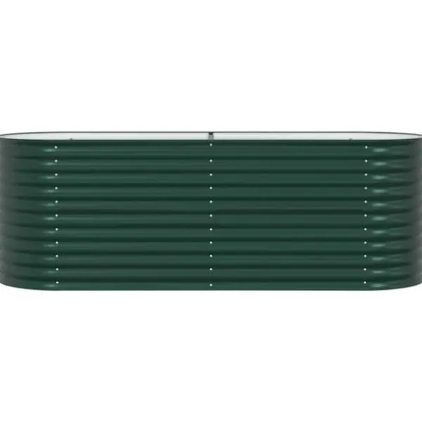 Trädgårdsodlingslåda i galvaniserat stål - Styrka & stil | Färg: Grön | Storlek: 240x80x81 cm Planteringsbänkar