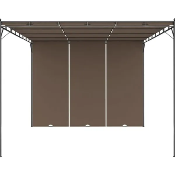 Discount Trädgårdspaviljong med draperier 4x3x2,25 m taupe Valvbågar, Spaljéer, Bersåer & Pergolor