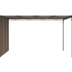 Discount Trädgårdspaviljong med draperier 4x3x2,25 m taupe Valvbågar, Spaljéer, Bersåer & Pergolor