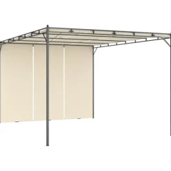 vidaXL Trädgårdspaviljong med draperier 4x3x2,25 m gräddvit