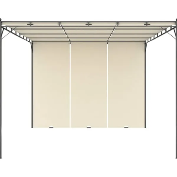 vidaXL Trädgårdspaviljong med draperier 4x3x2,25 m gräddvit