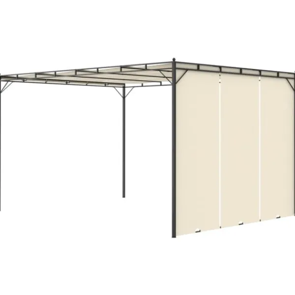 vidaXL Trädgårdspaviljong med draperier 4x3x2,25 m gräddvit