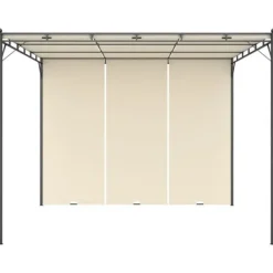 Trädgårdspaviljong med draperier 3x3 m - Solskydd för utomhusbruk | Färg: Gräddvit | Storlek: 3x3x2,25 m