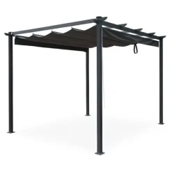 Trädgårdspergola 3x4 m stål 2,4 m vattentät med 4 sidomarkiser