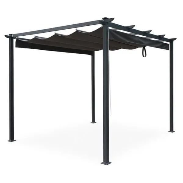 Trädgårdspergola 3x4 m stål 2,4 m vattentät med 4 sidomarkiser