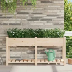 vidaXL Trädgårdsplanterare Beige 161 x 43 x 76.5 cm Massivt granträd