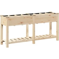 vidaXL Trädgårdsplanterare Beige 161,5 x 45 x 76,5 cm Massivt Furu