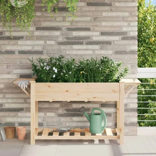 Discount Trädgårdsplanterare Beige 155 x 59 x 76.5 cm Massivt granträd Planteringsbänkar