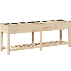 New Trädgårdsplanterare Beige 203,5 x 53 x 76,5 cm Massivt Furu Planteringsbänkar