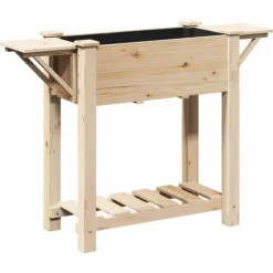 Best Trädgårdsplanterare Beige 111 x 37 x 76.5 cm Massivt granträd Planteringsbänkar