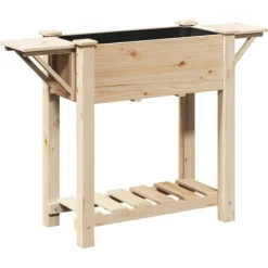 vidaXL Trädgårdsplanterare Beige 111 x 37 x 76,5 cm Massivt Furu