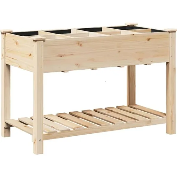 Discount Trädgårdsplanterare med galler i massivt trä | Storlek: 115x59x76 cm | Färg: Furu Planteringsbänkar