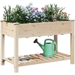 Discount Trädgårdsplanterare med galler i massivt trä | Storlek: 115x59x76 cm | Färg: Furu Planteringsbänkar