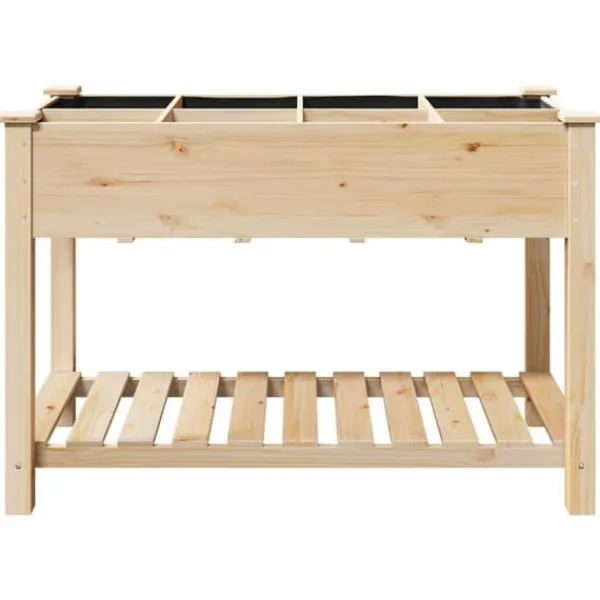 Discount Trädgårdsplanterare med galler i massivt trä | Storlek: 115x59x76 cm | Färg: Furu Planteringsbänkar