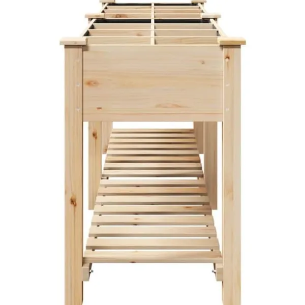 Discount Trädgårdsplanterare med galler i massivt trä | Storlek: 115x59x76 cm | Färg: Furu Planteringsbänkar