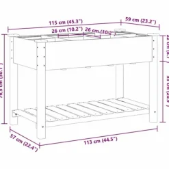 Discount Trädgårdsplanterare med galler i massivt trä | Storlek: 115x59x76 cm | Färg: Furu Planteringsbänkar