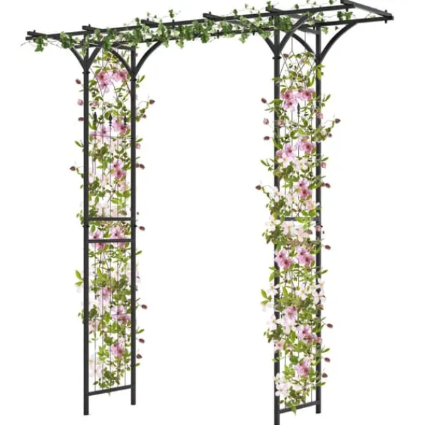 Discount Trädgårdsport, 6.5x1.7x6.8 ft, Svart Valvbågar, Spaljéer, Bersåer & Pergolor