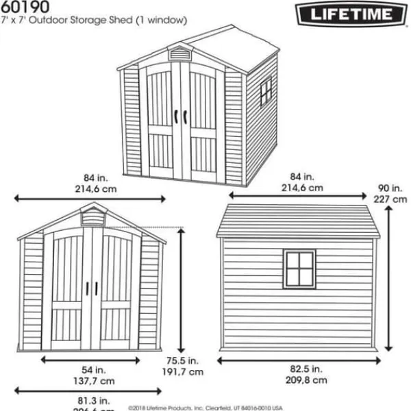 Trädgårdsskjul - LIFETIME - Landemrak - 2,13 x 2,13 m - Resin - Dubbel dörr