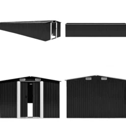 Trädgårdsskjul antracit 257x990x181 cm galvaniserat stål - Trädgårdsskjul - Utomhusskjul - Home & Living