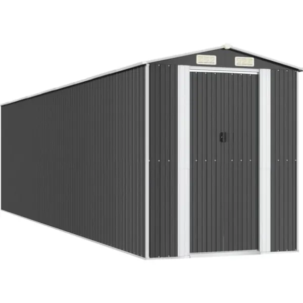 Hot Trädgårdsskjul antracit 192x772x223 cm galvaniserat stål Skjul, Garage & Carports