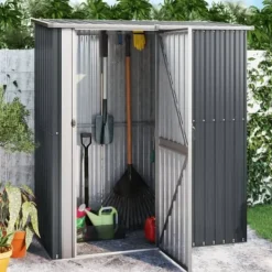 vidaXL Trädgårdsskjul antracit 180,5x97x209,5 cm galvaniserat stål