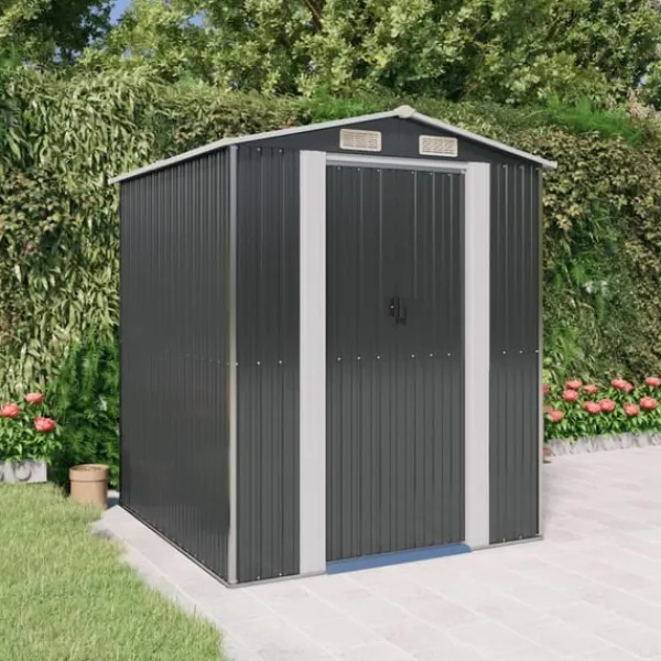 New Trädgårdsskjul antracit 192x191x223 cm galvaniserat stål Skjul, Garage & Carports