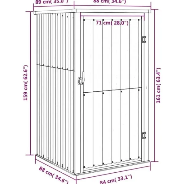 Sale Trädgårdsskjul av galvaniserat stål - Förvaring för redskap | Färg: Grå | Storlek: 88x89x161 cm Skjul, Garage & Carports