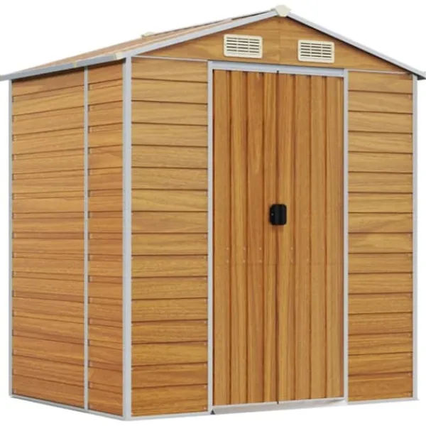 Best Trädgårdsskjul av galvaniserat stål - Utomhusförvaring | Färg: Ljusbrun | Storlek: 191x130x198 cm Skjul, Garage & Carports