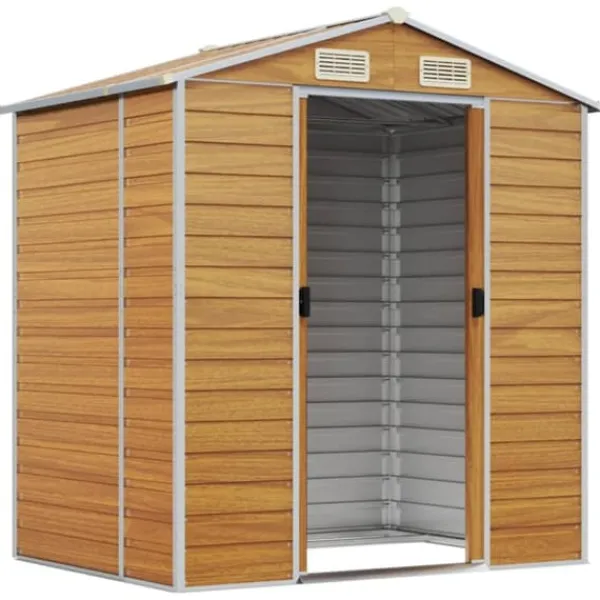Best Trädgårdsskjul av galvaniserat stål - Utomhusförvaring | Färg: Ljusbrun | Storlek: 191x130x198 cm Skjul, Garage & Carports