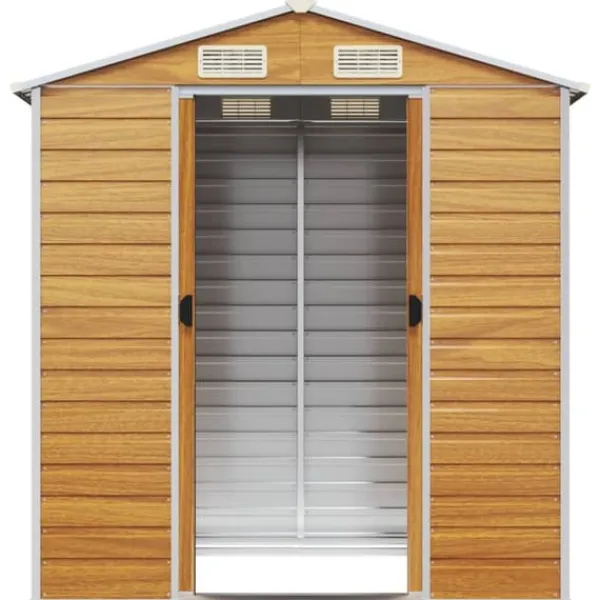 Best Trädgårdsskjul av galvaniserat stål - Utomhusförvaring | Färg: Ljusbrun | Storlek: 191x130x198 cm Skjul, Garage & Carports