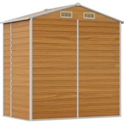 Best Trädgårdsskjul av galvaniserat stål - Utomhusförvaring | Färg: Ljusbrun | Storlek: 191x130x198 cm Skjul, Garage & Carports