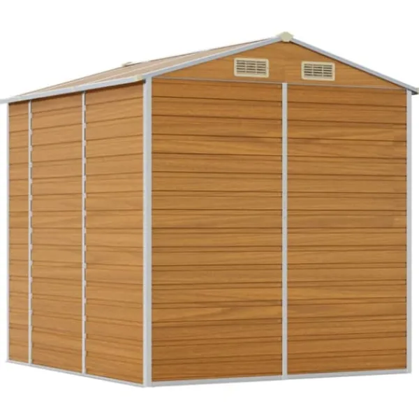 Trädgårdsskjul av galvaniserat stål - Förvaringslösning för verktyg | Färg: Ljusbrun | Storlek: 191x215x198 cm