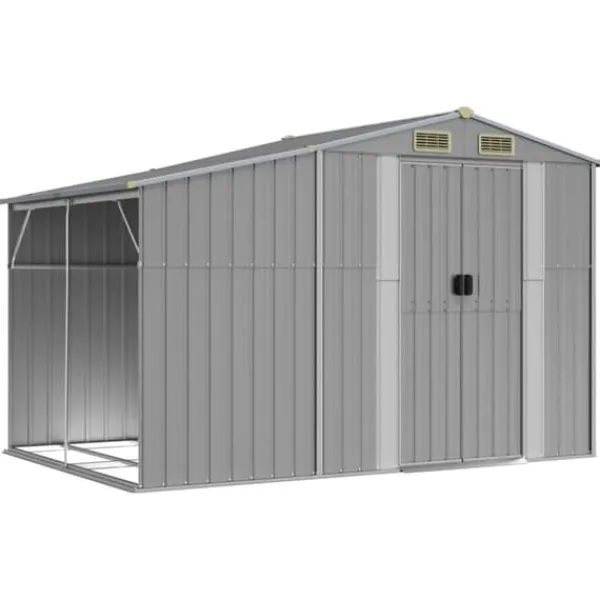 Sale Trädgårdsskjul av galvaniserat stål | Färg: Grå | Storlek: 277x192,5x179 cm Skjul, Garage & Carports