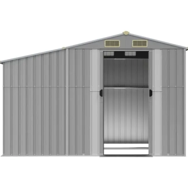 Sale Trädgårdsskjul av galvaniserat stål | Färg: Grå | Storlek: 277x192,5x179 cm Skjul, Garage & Carports