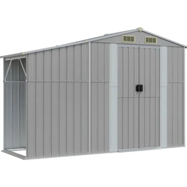 Sale Trädgårdsskjul av galvaniserat stål | Färg: Grå | Storlek: 277x192,5x179 cm Skjul, Garage & Carports