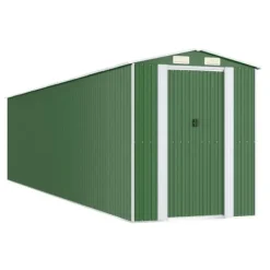 Trädgårdsskjul av galvaniserat stål - Rymligt för utomhusförvaring | Färg: Grön | Storlek: 192x85x223 cm