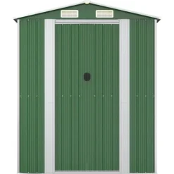 Trädgårdsskjul av galvaniserat stål - Rymligt för utomhusförvaring | Färg: Grön | Storlek: 192x85x223 cm