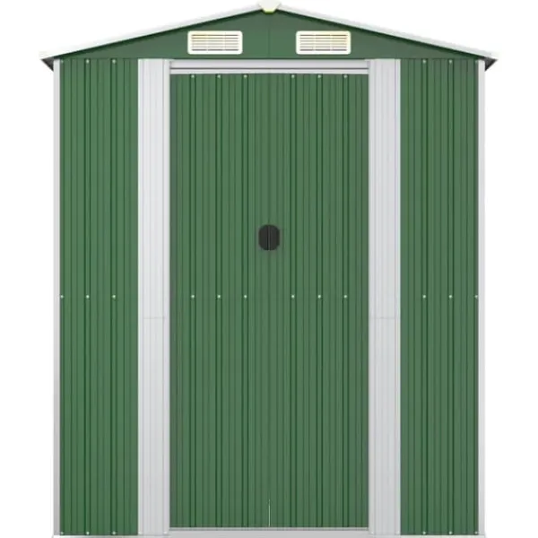 Trädgårdsskjul av galvaniserat stål - Rymligt för utomhusförvaring | Färg: Grön | Storlek: 192x85x223 cm