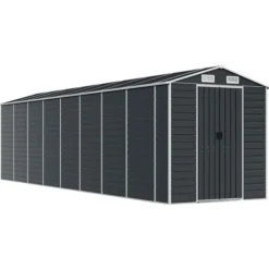 Outlet Trädgårdsskjul av galvaniserat stål - Hållbart och rymligt | Färg: Antracit | Storlek: 191x725x198 cm Skjul, Garage & Carports