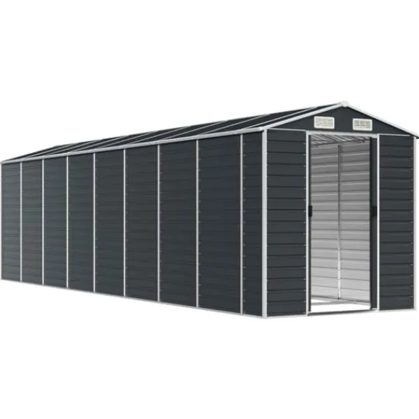Outlet Trädgårdsskjul av galvaniserat stål - Hållbart och rymligt | Färg: Antracit | Storlek: 191x725x198 cm Skjul, Garage & Carports
