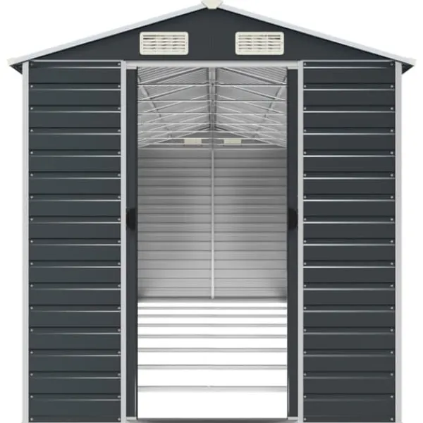 Outlet Trädgårdsskjul av galvaniserat stål - Hållbart och rymligt | Färg: Antracit | Storlek: 191x725x198 cm Skjul, Garage & Carports