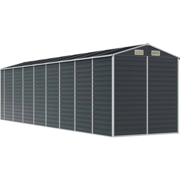 Outlet Trädgårdsskjul av galvaniserat stål - Hållbart och rymligt | Färg: Antracit | Storlek: 191x725x198 cm Skjul, Garage & Carports