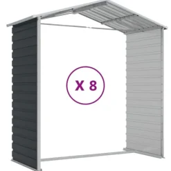 Outlet Trädgårdsskjul av galvaniserat stål - Hållbart och rymligt | Färg: Antracit | Storlek: 191x725x198 cm Skjul, Garage & Carports
