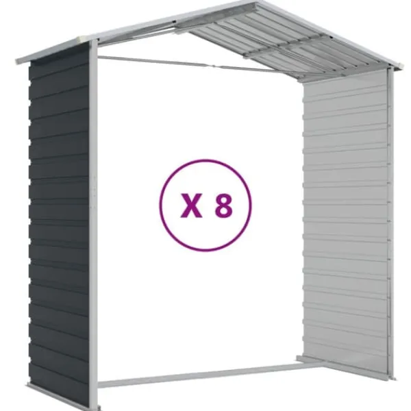 Outlet Trädgårdsskjul av galvaniserat stål - Hållbart och rymligt | Färg: Antracit | Storlek: 191x725x198 cm Skjul, Garage & Carports