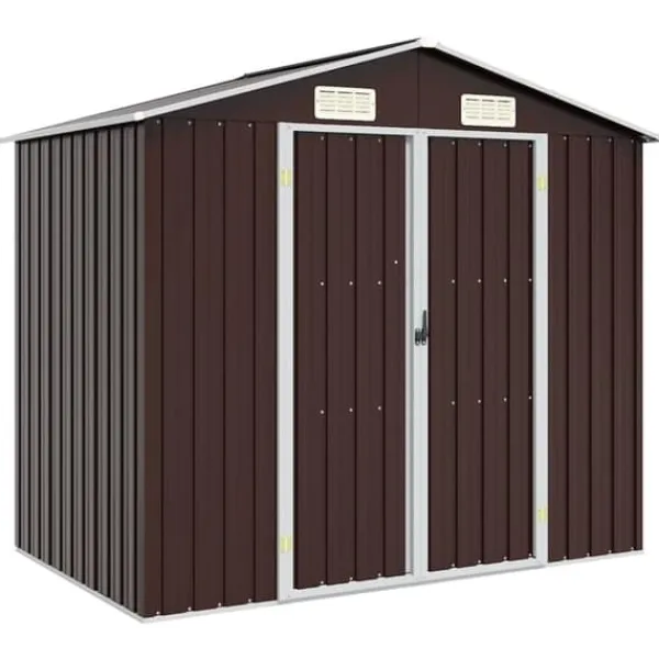 Trädgårdsskjul brun 205x129x183 cm galvaniserat stål Skjul, Garage & Carports
