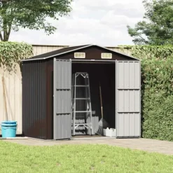 Trädgårdsskjul brun 205x129x183 cm galvaniserat stål Skjul, Garage & Carports